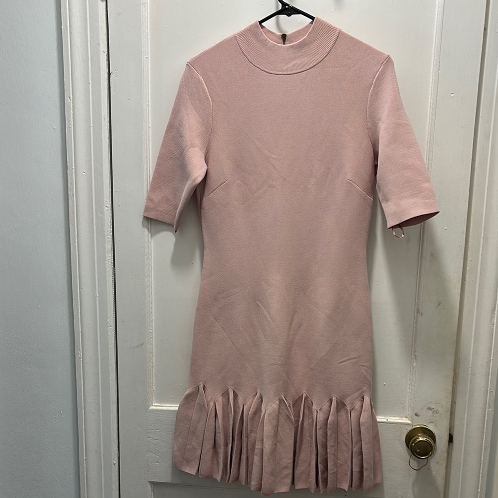 Ted Baker Pink Pleated Mini Dress with Mock Neck